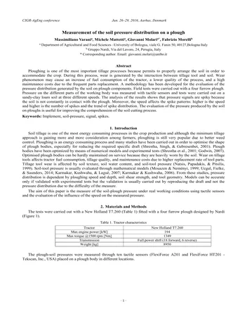 Más sobre Conferencia Cigr-ageng: Medición de la Distribución de la Presión del Suelo en un Arado